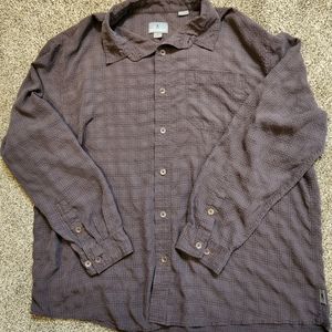 Royal Robbins Button Up Long Sleeve Shirt,  Brown, Textured, Mens Size 2xL